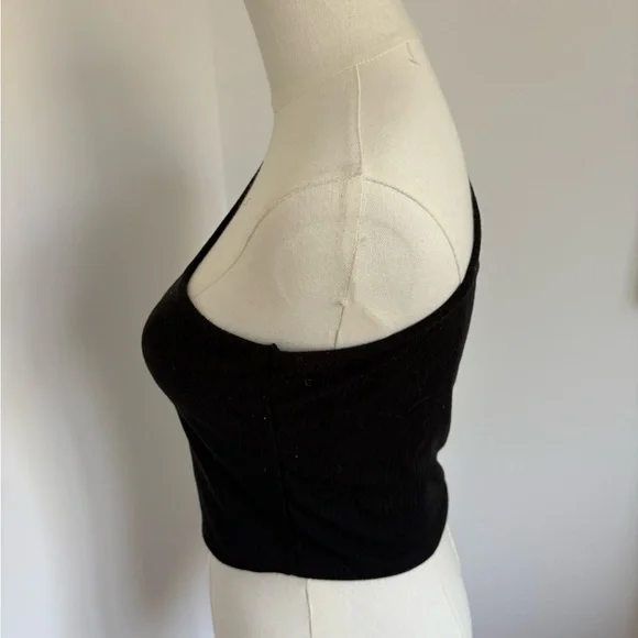 Black One-Shoulder Ribbed Top - Picture 4 of 5